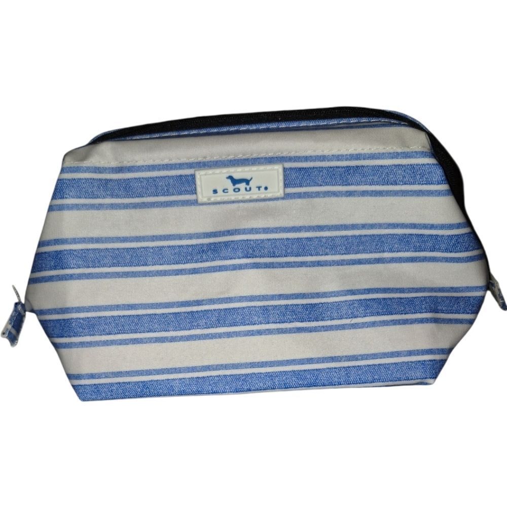 Scout big mouth toiletry bag Blue White Striped
